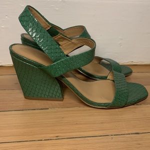Kelly Green Leather Block Heels (Banana Republic)
